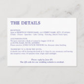 Minimale Lavendel QR Code Bruiloft Details Informatiekaartje (Voorkant)