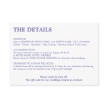 Minimale Lavendel QR Code Bruiloft Details