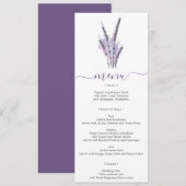 Minimale Lavendel Wedding Menu of Vrijgezellenfees Kaart (Voorkant / Achterkant)