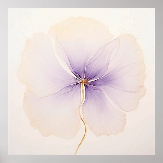 Minimale lavendelorkide watercolor bloem poster (Voorkant)