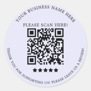 Minimale Lavender Business Name QR Code Ronde Sticker