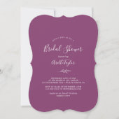 Minimale Leaf Berry Paarse Bridal Shower Invitatio Kaart (Voorkant)