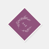 Minimale Leaf Berry Paarse Monogram Bruiloft Serve Servet (Hoek)