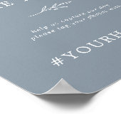 Minimale Leaf Blue en White delen de liefdeshashta Poster (Hoek)