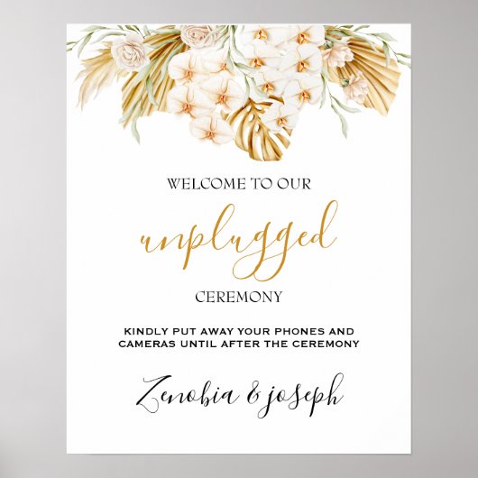 Minimale Leaf Boho Bloemen Bruiloft unplugged teke Poster (Voorkant)