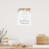 Minimale Leaf Boho Bloemen Bruiloft unplugged teke Poster (Keuken)