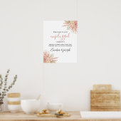 Minimale Leaf Boho Bloemen Bruiloft unplugged teke Poster (Keuken)