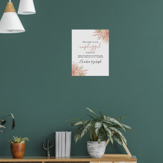 Minimale Leaf Boho Bloemen Bruiloft unplugged teke Poster