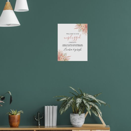 Minimale Leaf Boho Bloemen Bruiloft unplugged teke Poster (Woonkamer 1)
