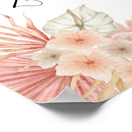 Minimale Leaf Boho Bloemen Bruiloft unplugged teke Poster (Hoek)