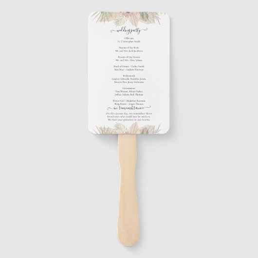 Minimale Leaf Boho Floral Bruiloft Handwaaier (Achterkant)