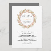 Minimale Leaf Boho Floral Bruiloft Kaart (Voorkant / Achterkant)