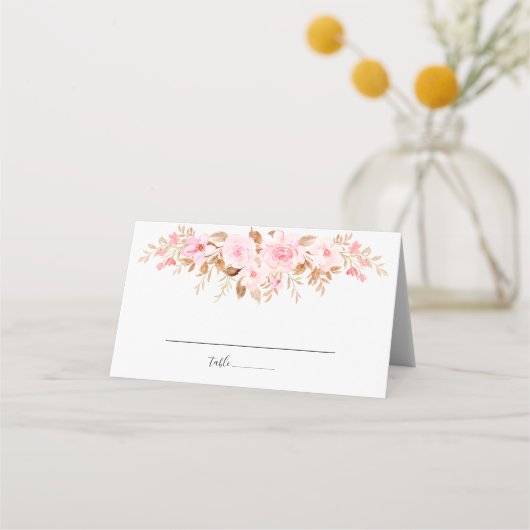 Minimale Leaf Boho Floral Bruiloft Plaatskaartje (Voorkant)