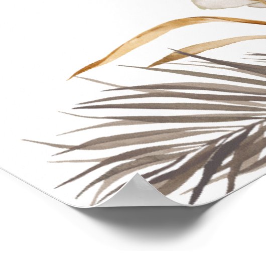 Minimale Leaf Boho Floral Bruiloft Poster (Hoek)