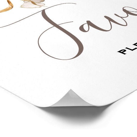 Minimale Leaf Boho Floral Bruiloft Poster (Hoek)