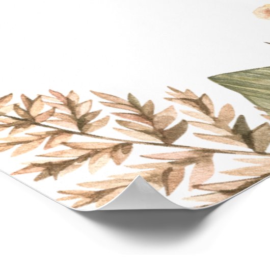 Minimale Leaf Boho Floral Bruiloft Poster (Hoek)