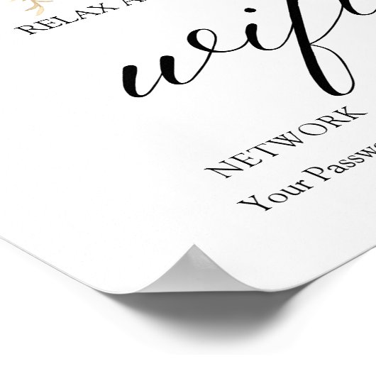 Minimale Leaf Boho Floral Bruiloft Wifi Poster (Hoek)