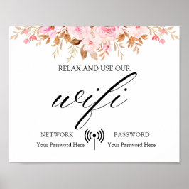 Minimale Leaf Boho Floral Bruiloft Wifi Poster