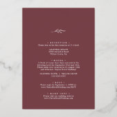 Minimale Leaf Bourgogne Gouden Folie Alles In Een  Folie Uitnodiging (Achterkant)