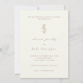Minimale Leaf Cream Beige Voor & Achterbruiloft Kaart (Voorkant)