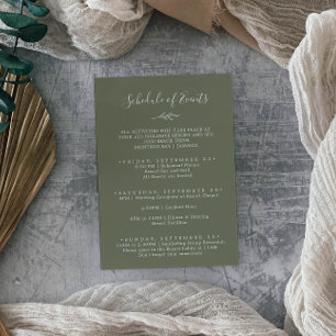 Minimale Leaf Dark Green Weekend Planning of Event Informatiekaartje