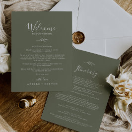 Minimale Leaf Dark Green Welcome Letter & Itinerar