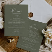 Minimale Leaf Dark Green Welcome Letter & Itinerar
