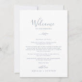 Minimale Leaf Dusty Blue Welcome Letter & Itinerar (Voorkant)