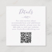 Minimale Leaf Dusty Paarse QR Code Bruiloft Detail Informatiekaartje (Voorkant)