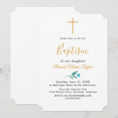 Minimale Leaf Gold doop uitnodiging (Voorkant / Achterkant)