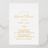 Minimale Leaf Gold Foil repetitie diner Folie Uitnodiging (Voorkant)