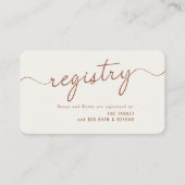 Minimale Leaf Monogram Bruiloft Douche Gift Regist Informatiekaartje (Voorkant)