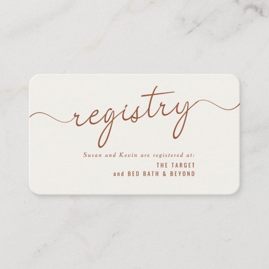 Minimale Leaf Monogram Bruiloft Douche Gift Regist Informatiekaartje (Voorkant)