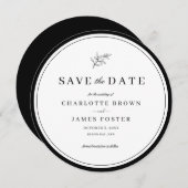 Minimale Leaf Round Save the Date Invitation Feestdagenkaart (Voorkant / Achterkant)