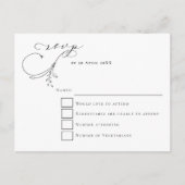 Minimale Leafy Black Script typografie Bruiloft RS Briefkaart (Voorkant)