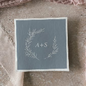 Minimale lebben | Blauw en wit monogram huwelijk Servet