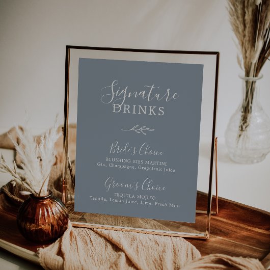 Minimale lebben | Blauwe en witte Drinken Poster