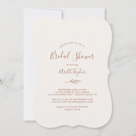 Minimale lebben | Boho Cream Bridal Shower Kaart (Voorkant)