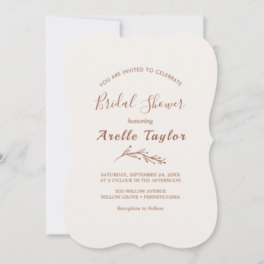 Minimale lebben | Boho Cream Bridal Shower Kaart (Voorkant)