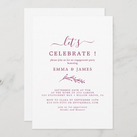 Minimale lebben | Boho Cream Let's Celebrate Kaart (Voorkant / Achterkant)