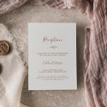 Minimale lebben | Boho Cream Reception Informatiekaartje<br><div class="desc">Deze minimale leaf boho crème receptiekaart is perfect voor een boho bruiloft. Het ontwerp is voorzien van een eenvoudig groen bladsilhouet in een aardig verbrand sinaasappel op een crèmeachtergrond met een minimalistische woestijnbohse stijl. Pas deze kaart van de detailbijlage aan met uw ontvangstgegevens en voeg ook uw adres van de...</div>