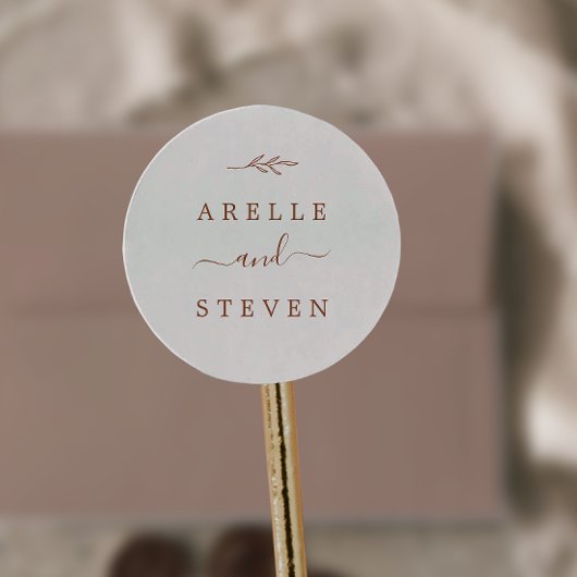 Minimale lebben | Boho Cream Wedding Envelope-zege Ronde Sticker