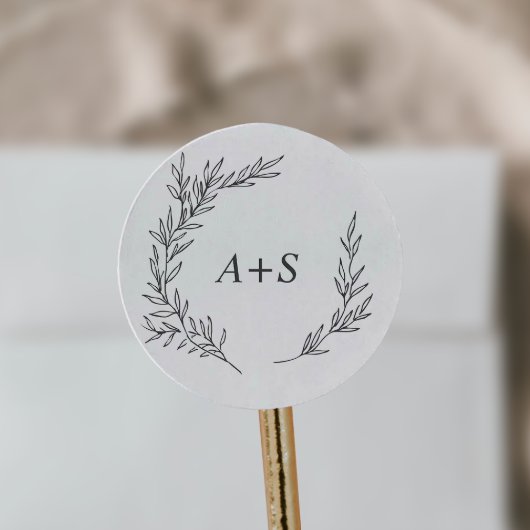 Minimale lebben | Donkere grijze monogram envelop Ronde Sticker