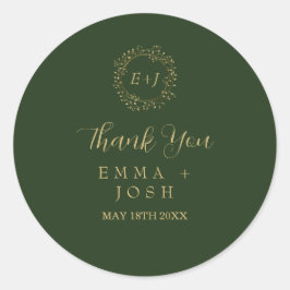 Minimale lebben | Donkere groene formele monogram  Ronde Sticker