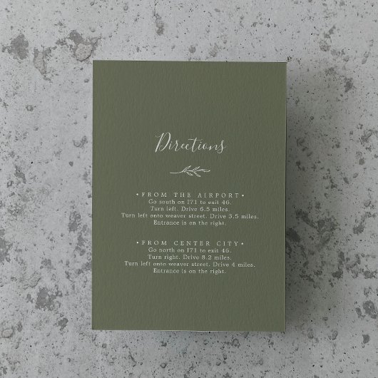 Minimale lebben | Donkere groene richting Informatiekaartje