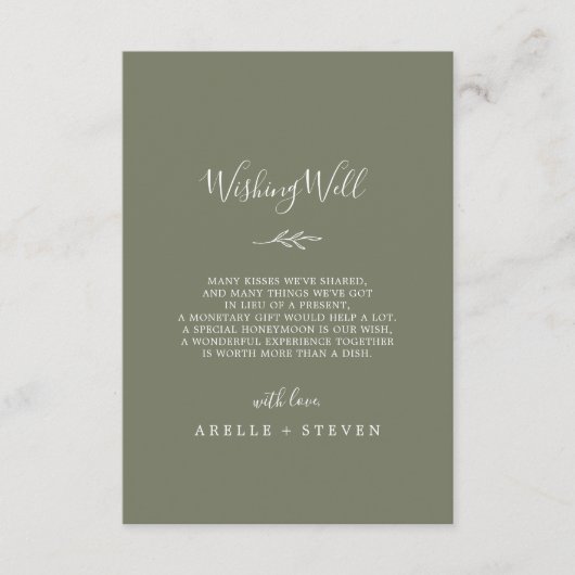 Minimale lebben | Donkere groene wending well Informatiekaartje (Voorkant)