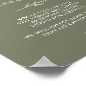 Minimale lebben | Donkergroene unplugged Ceremony Poster (Hoek)