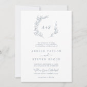 Minimale lebben | Dusty Blue Formal Monogram Wedde Kaart (Voorkant)