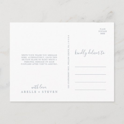 Minimale lebben | Dusty Blue Hartelijk dank Briefk Briefkaart (Achterkant)