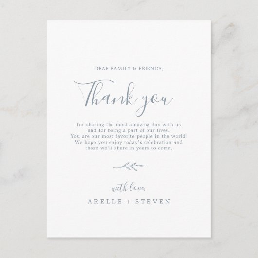 Minimale lebben | Dusty Blue Hartelijk dank voor u Briefkaart (Voorkant)